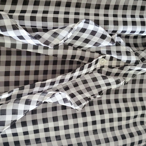 New York & Company Black and White Gingham Shirt - Picture 4 of 7